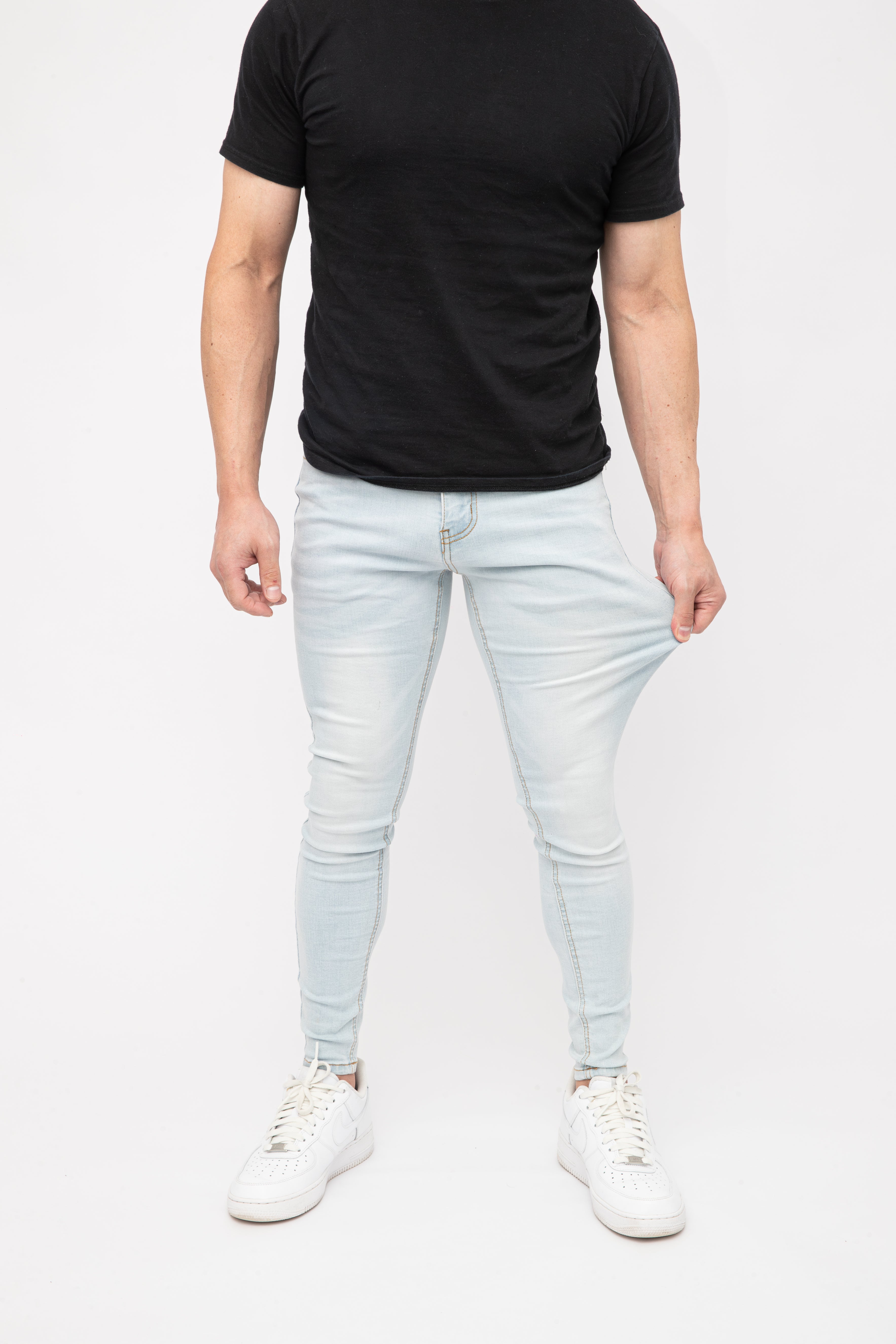 Men's Skinny Jeans, designed for shorter men.