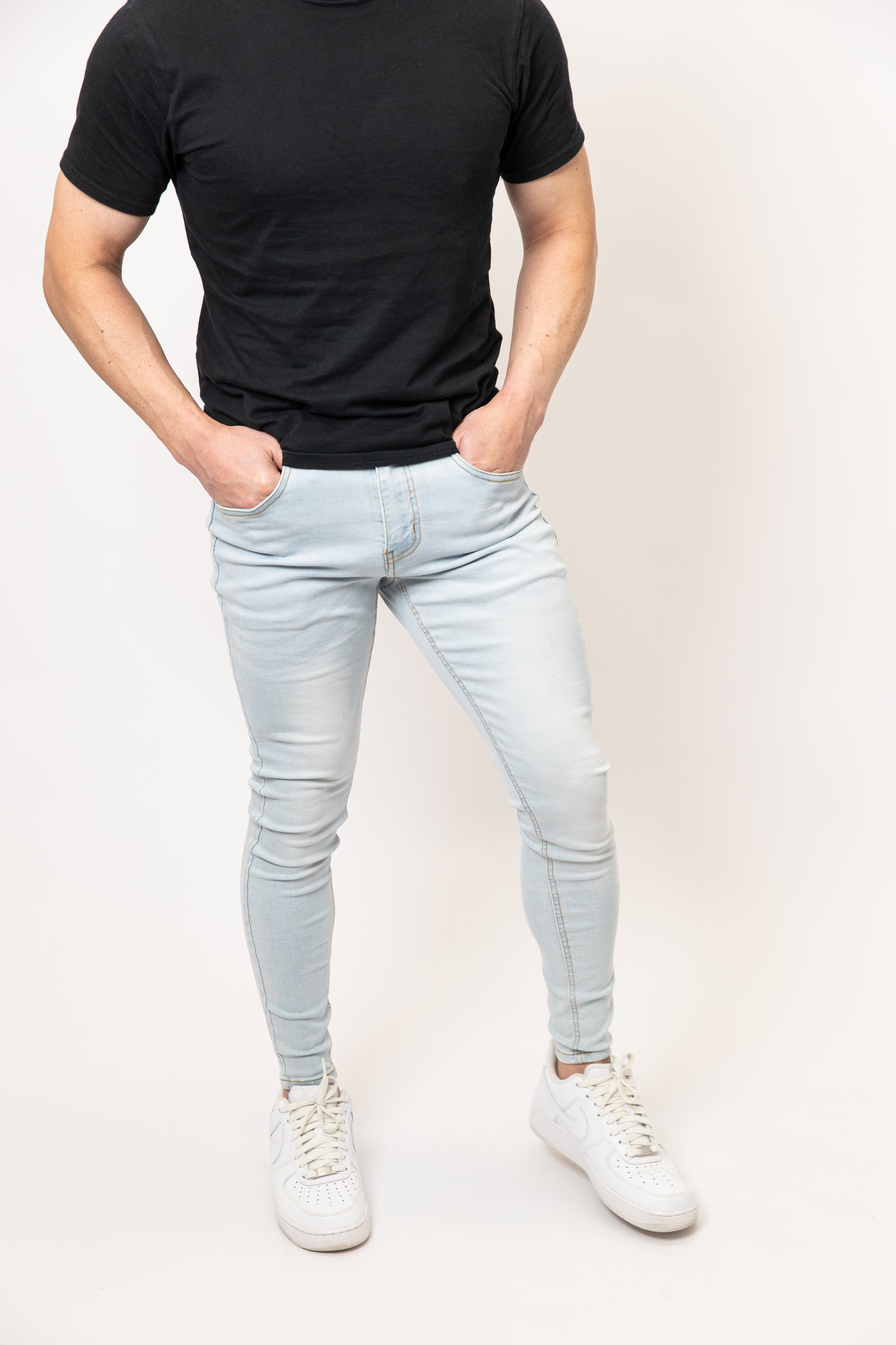 Men's Skinny Jeans, designed for shorter men.
