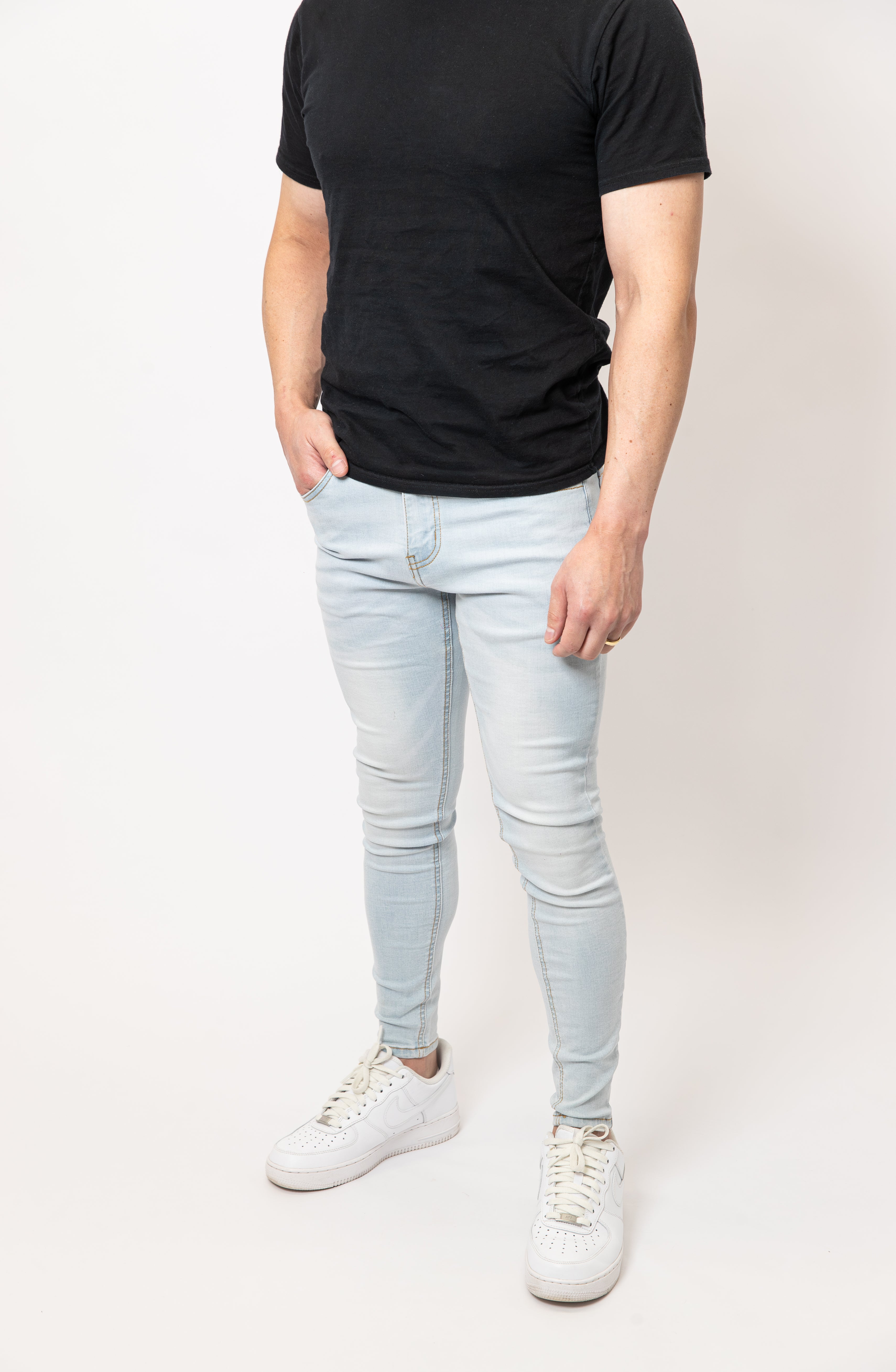 Men's Skinny Jeans, designed for shorter men.