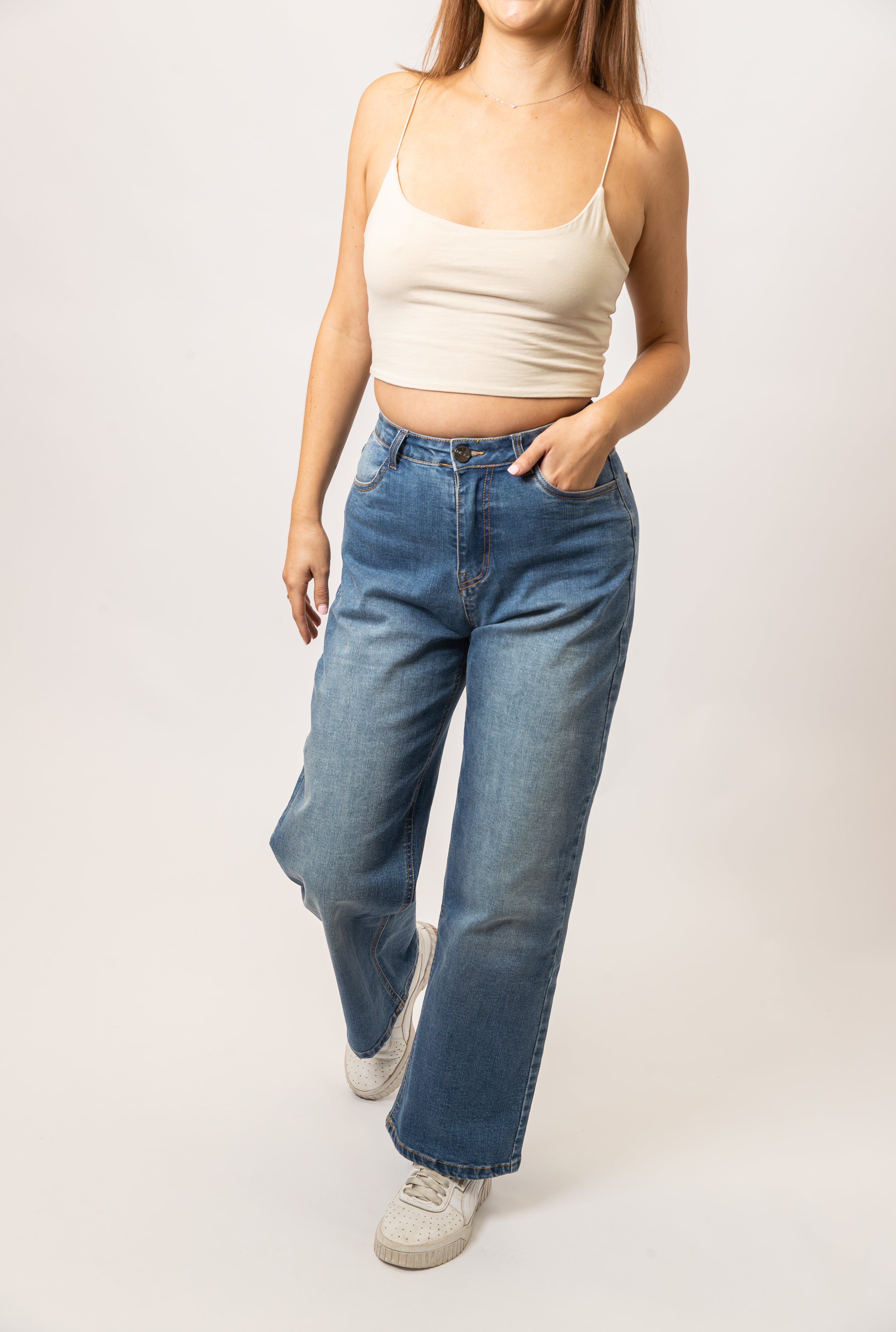 Wide Leg Jeans | Washed Blue