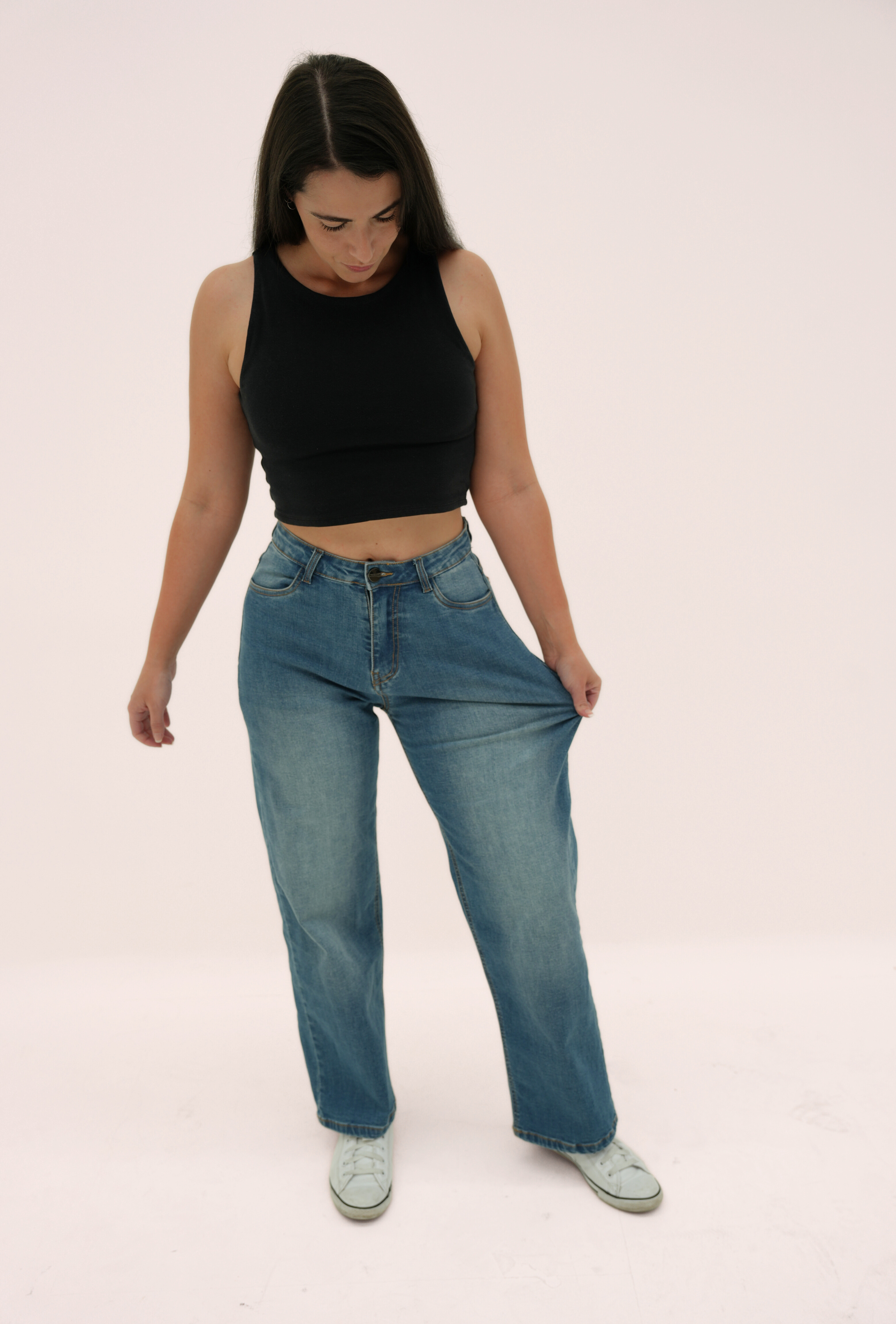 Women's Wide Leg Jeans, cut for shorter women.