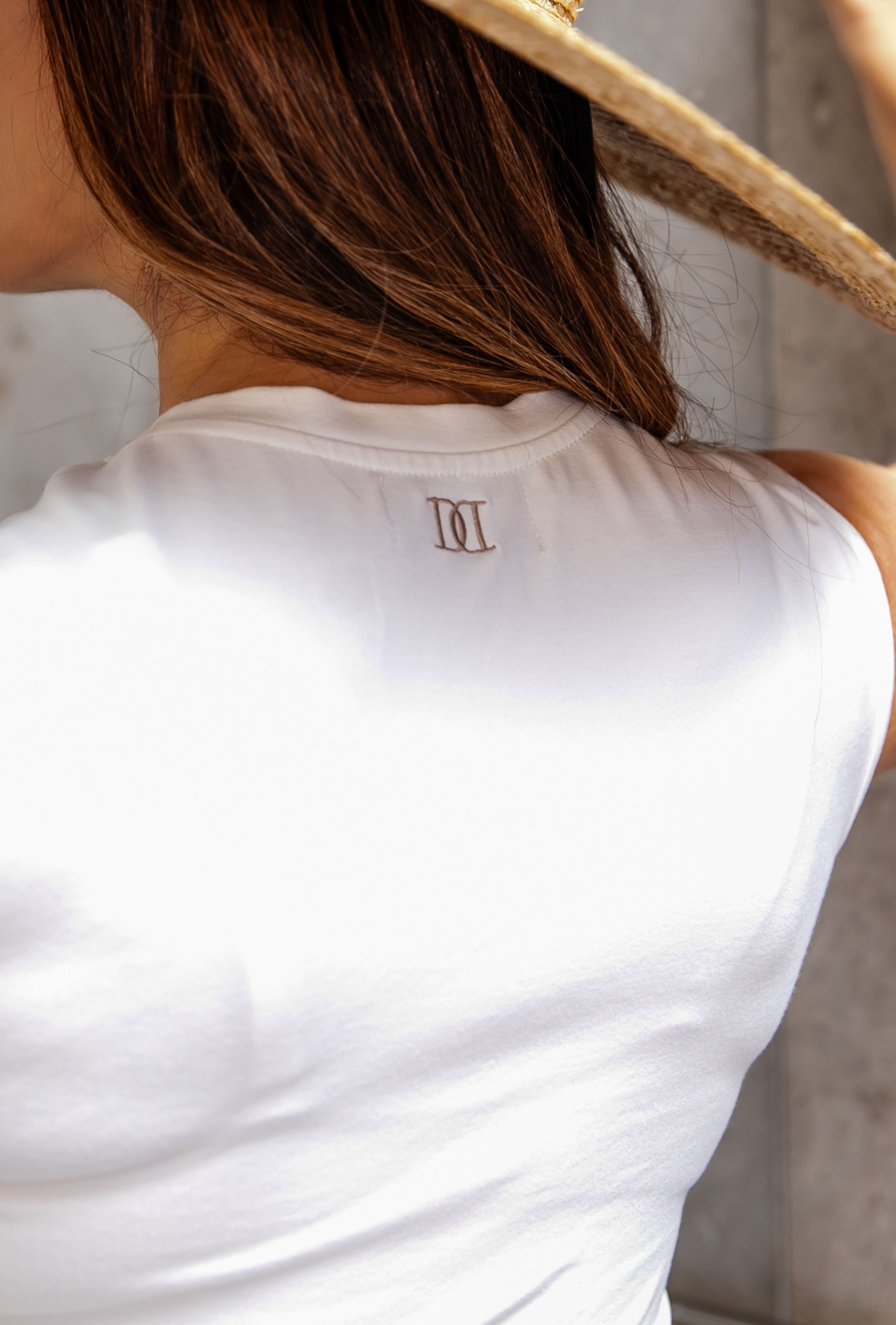 Ivory Ruched Tank, cut specifically for shorter women.