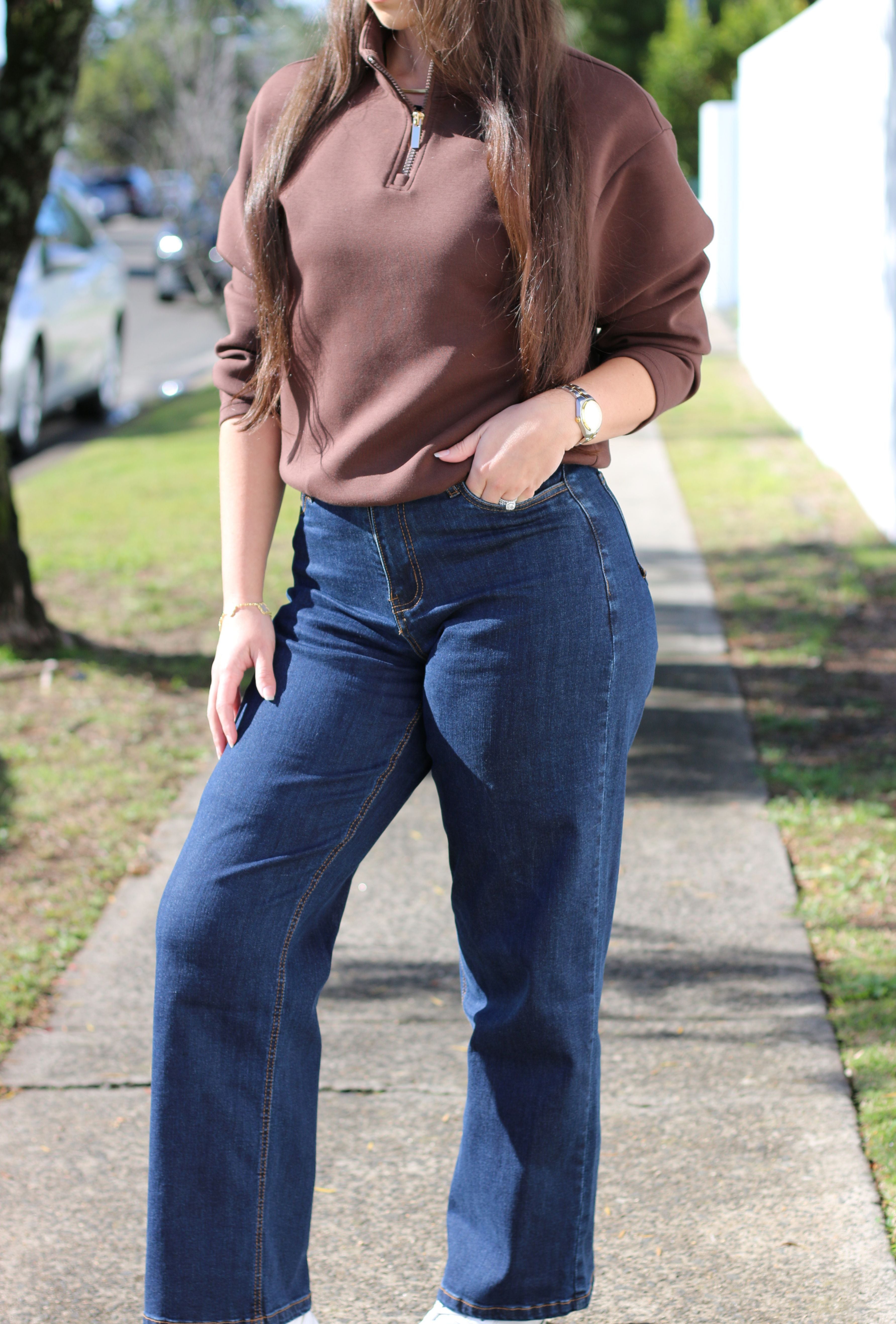Women's Wide Leg Jeans, cut for shorter women.