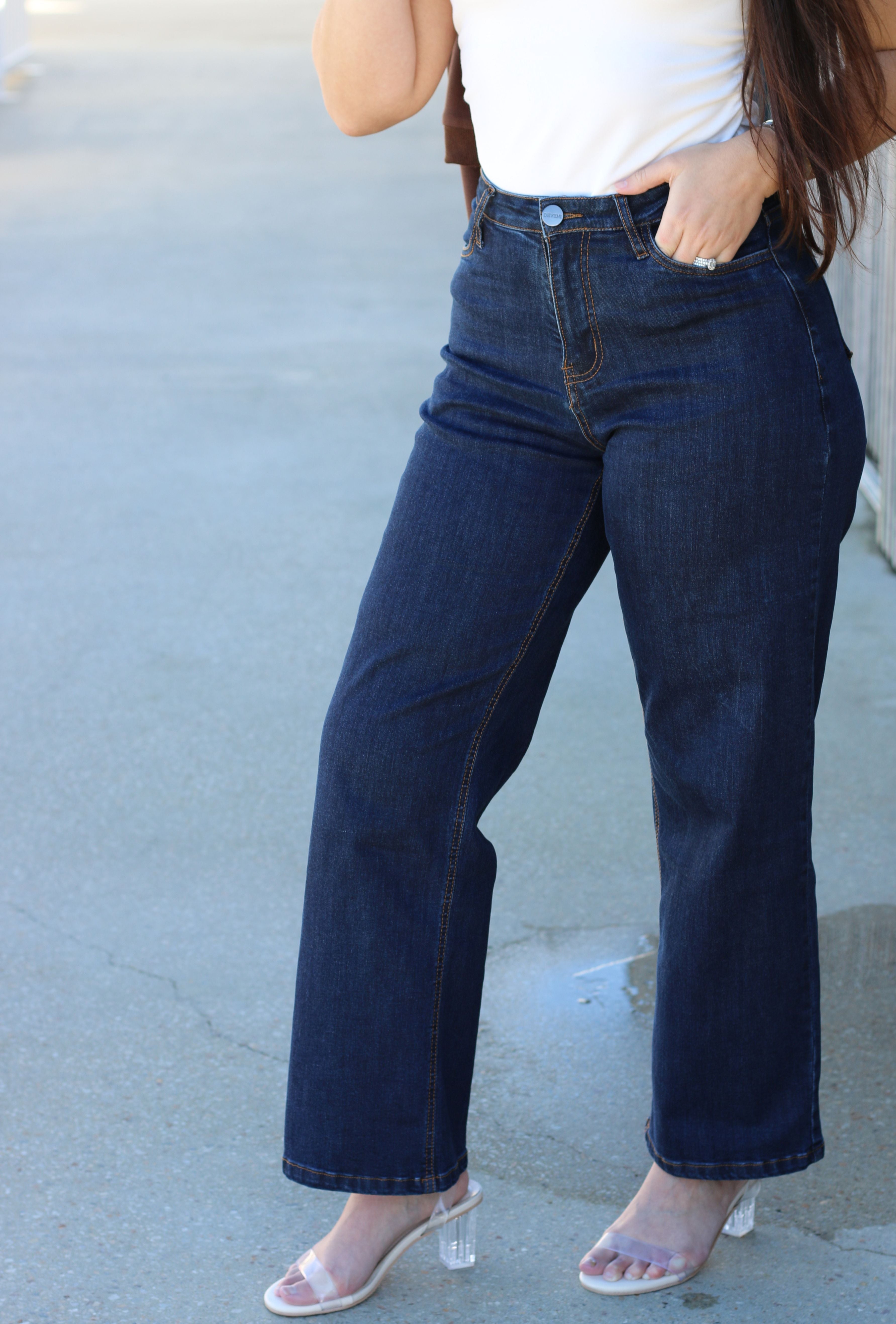 Women's Wide Leg Jeans, cut for shorter women.