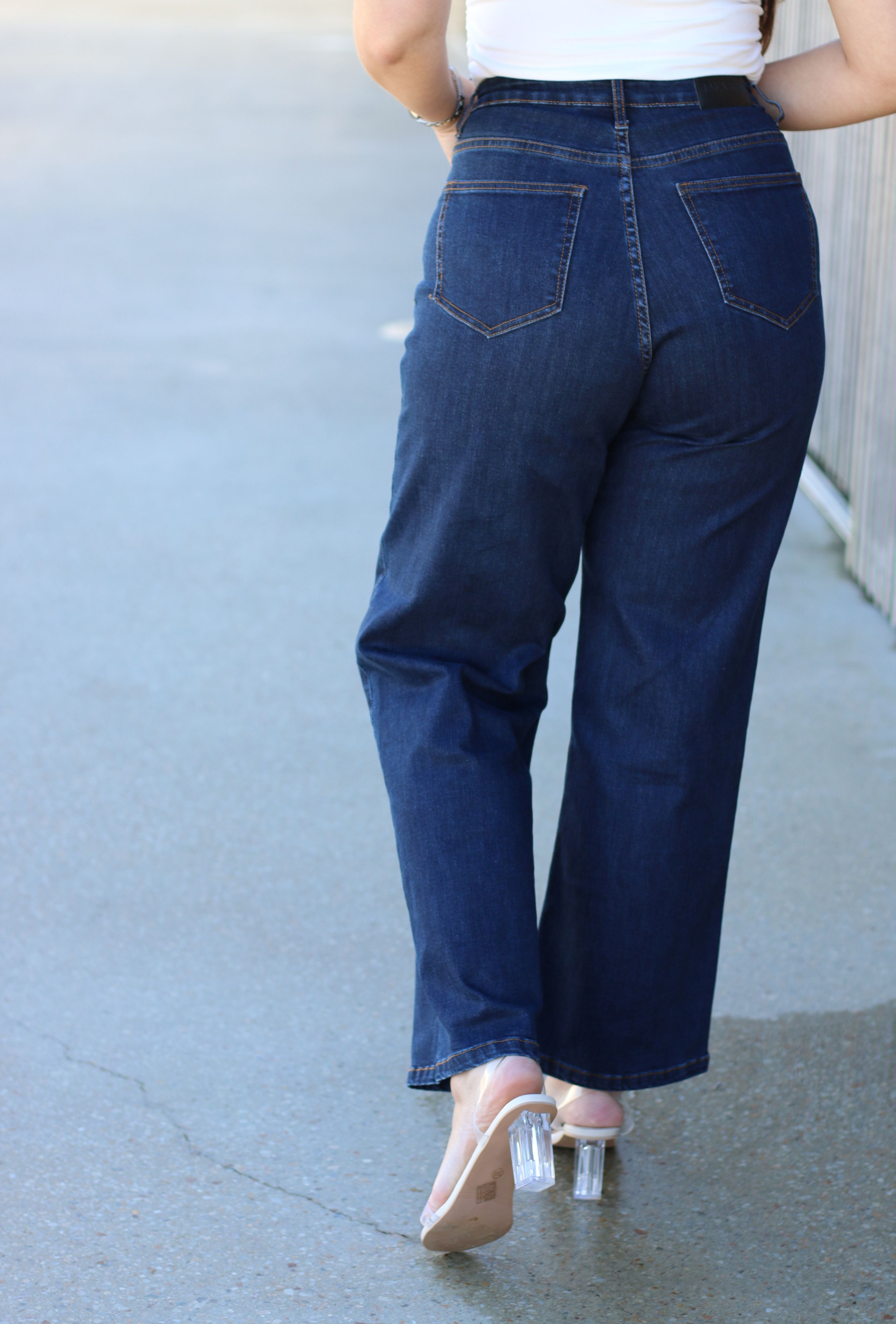 Women's Wide Leg Jeans, cut for shorter women.